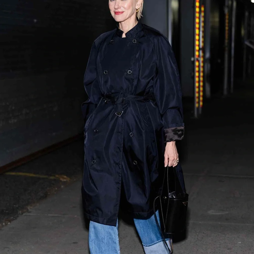 Prada Black Re Nylon long Trench Coat with triangle logo belt size 40 $4000 - Picture 5 of 13